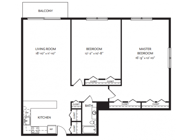 Floor Plan - 2 Bedroom 1 Bathroom C