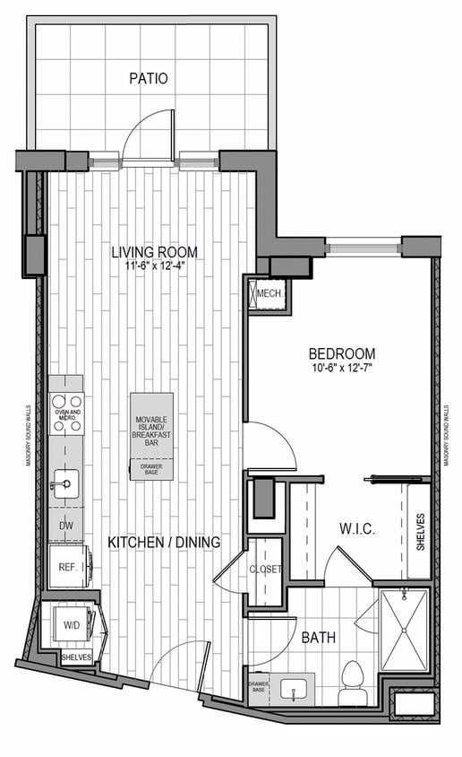 1 BR/! BA Patio - 1BR/1BA PATIO