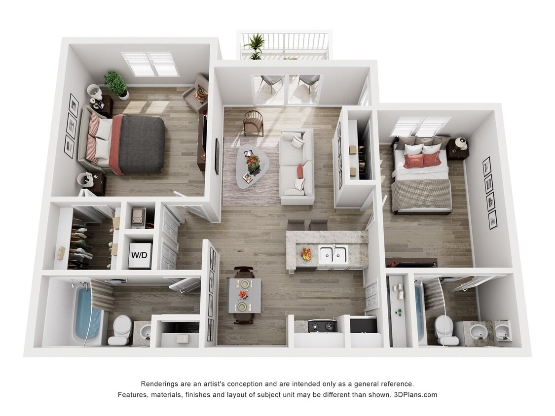 Floor Plan - 2 Bed 2 Bath B1
