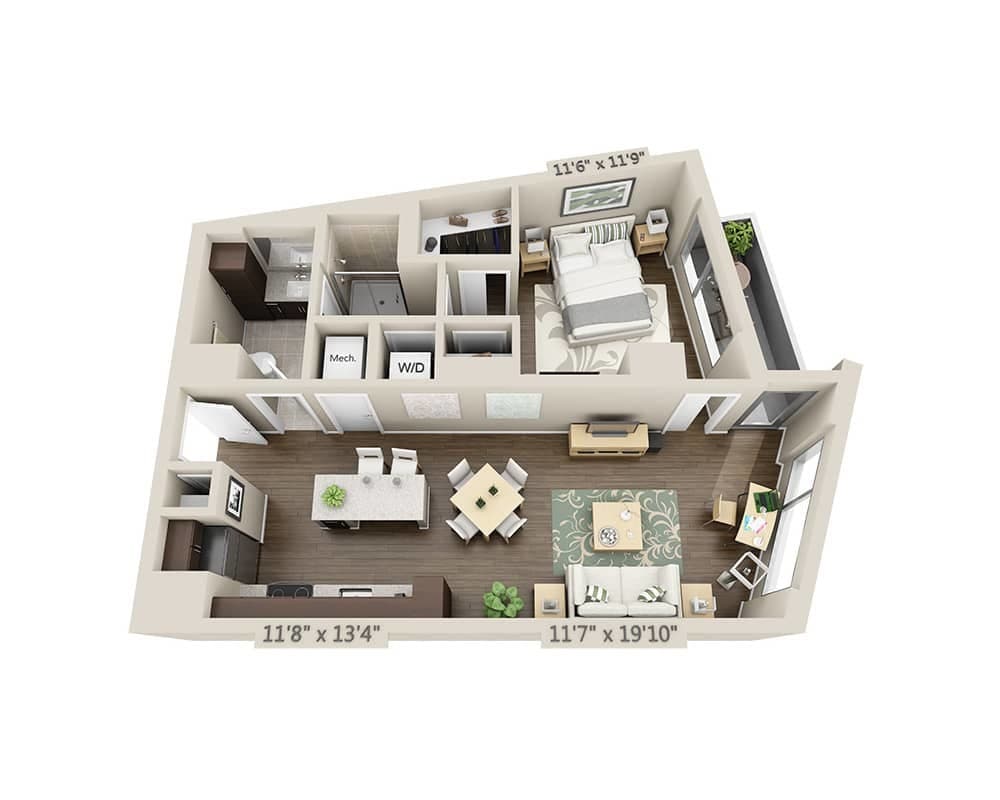 Floor Plan - One Bedroom A1K