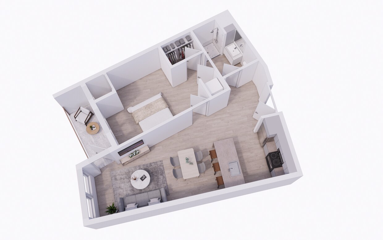 Floor Plan - 1 Bed 1 Bath Ballpark View