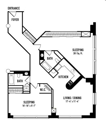 Floorplan F1 - 2 Bedroom F1