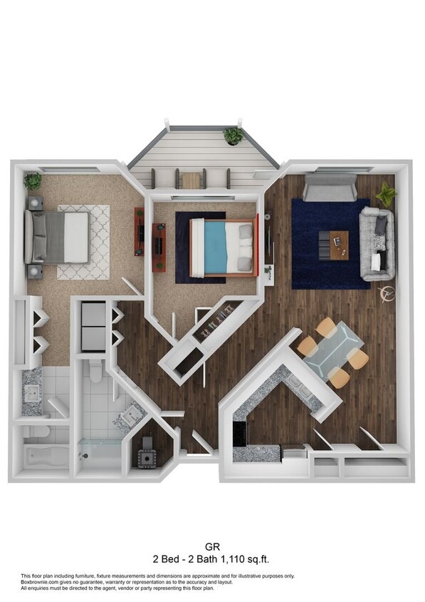 Floor Plan - 2X2 1110 SQ FT