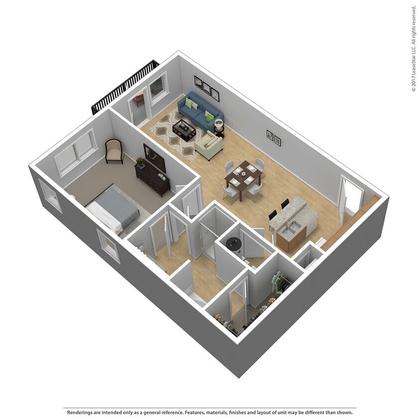 Floor Plan - 1 Bed 1 Bath 906 SqFt (847 Net)