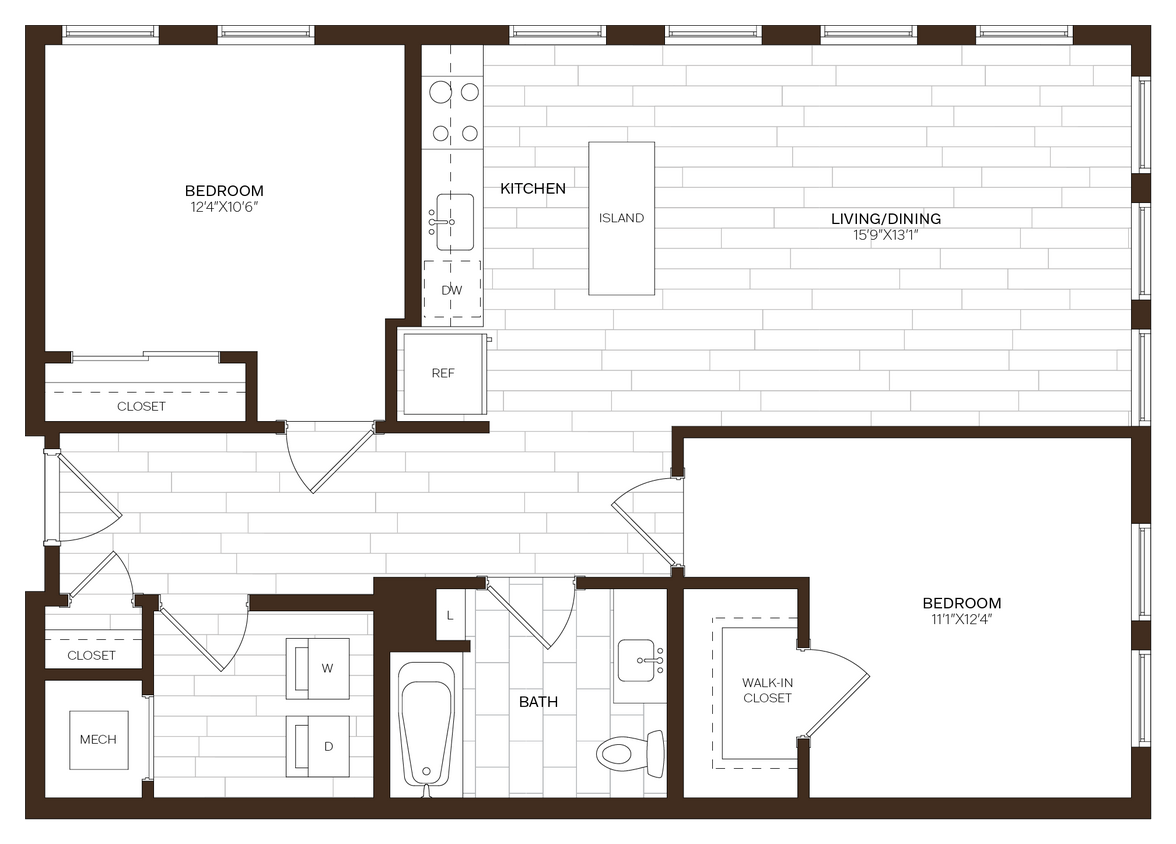 Floor Plan - 2 Bed/1 Bath-B10 ANSI