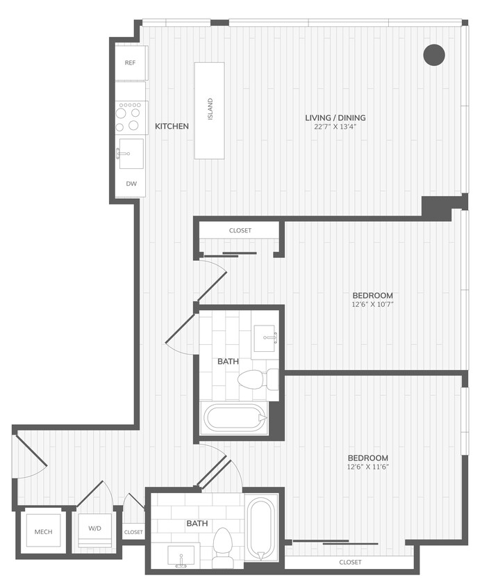 Floor Plan - 2 Bed/2 Bath-B West Medley