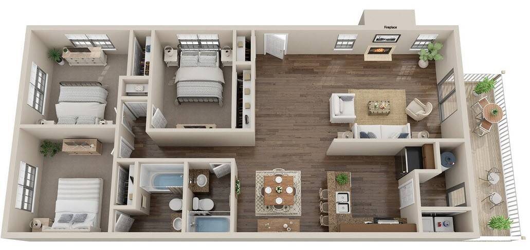 Floor Plan - 3BR 2BTH