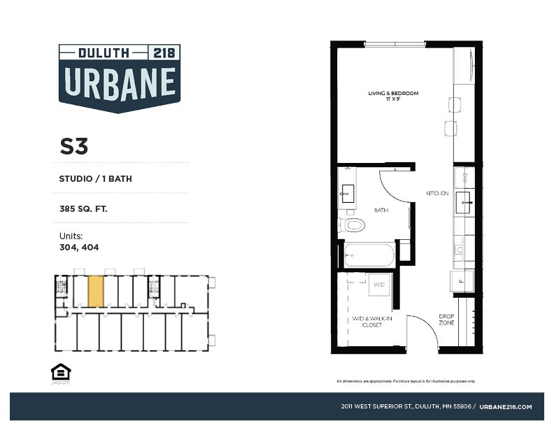 Floor Plan - S3-Studio/1Bath Income Restricted-70%(B)