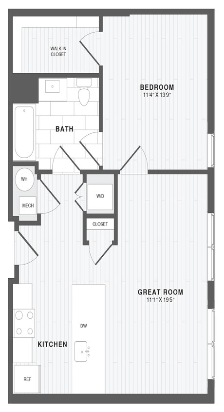 Floor Plan - 1 Bed/1 Bath-A4