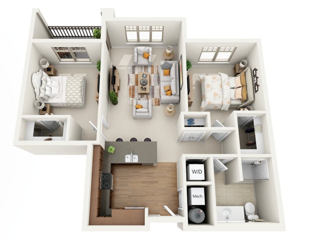 Floor Plan 2A | Wells Street Station | Apartments in Delafield, WI - 2A