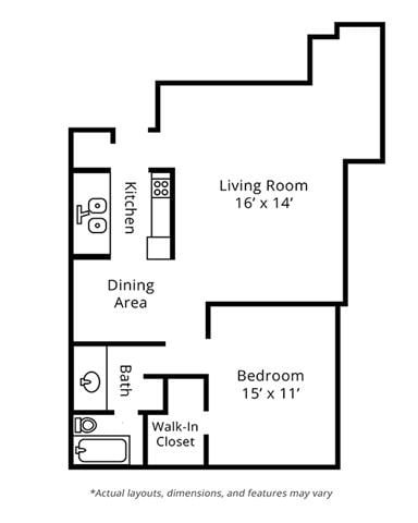 Floor Plan - 1 Bedroom with Den