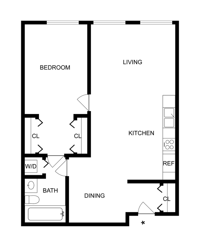 A | 1-Bedroom Floorplan - A