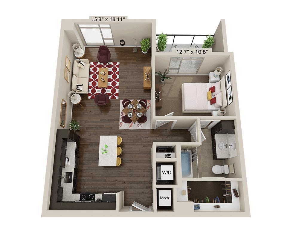 Floor Plan - One Bedroom A1P