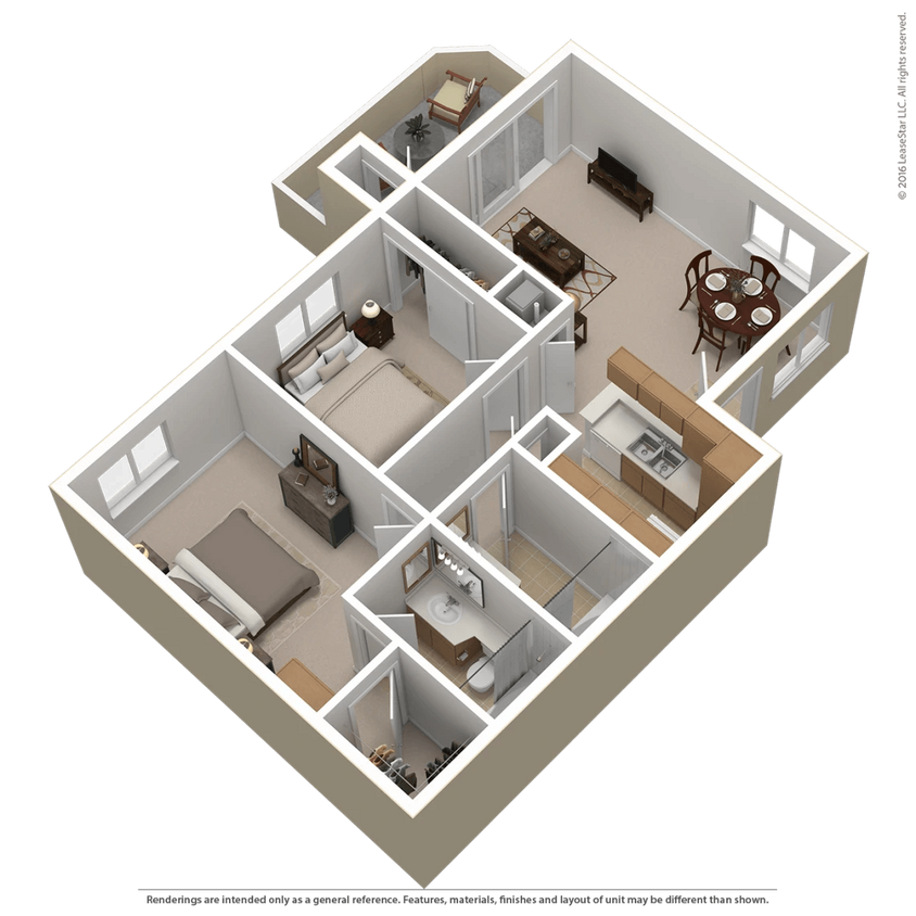 Floor Plan - 2 Bed 2 Bath (B) - Affordable 