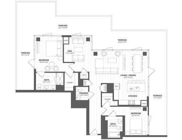 Floor Plan - 2 Bed/2.5 Bath-PH02