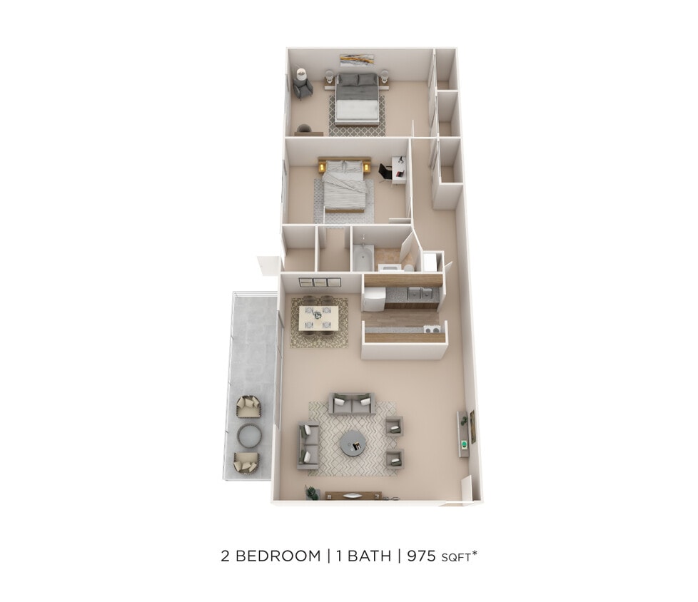 Floor Plan - Two Bedroom- 975 sqft