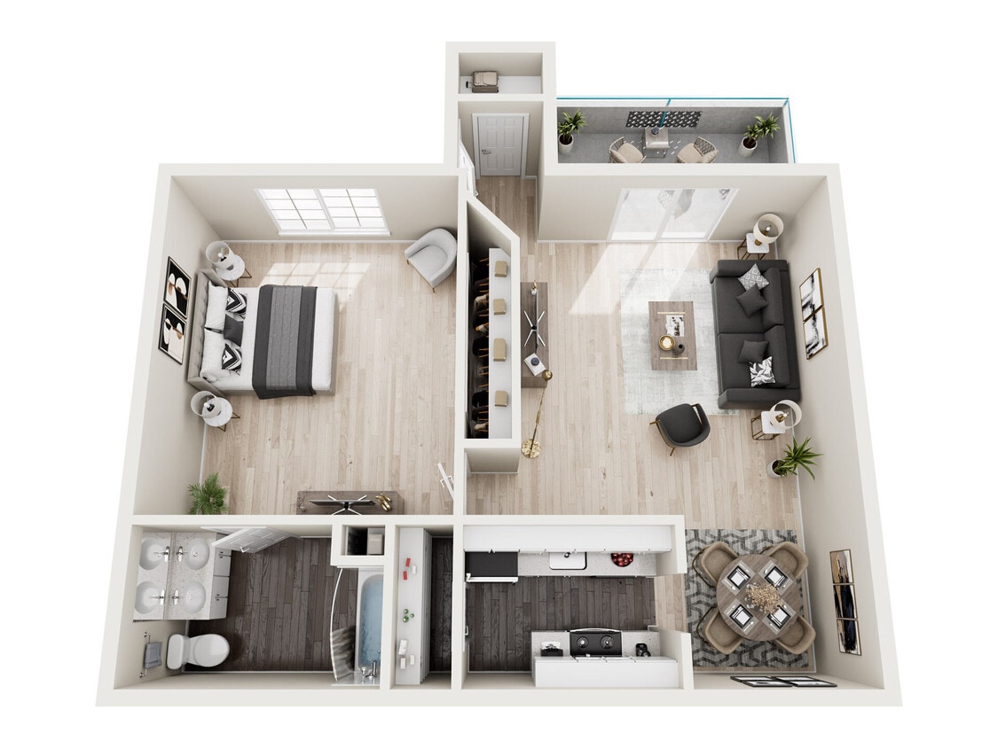 Floor Plan - One Bedroom One Bathroom B