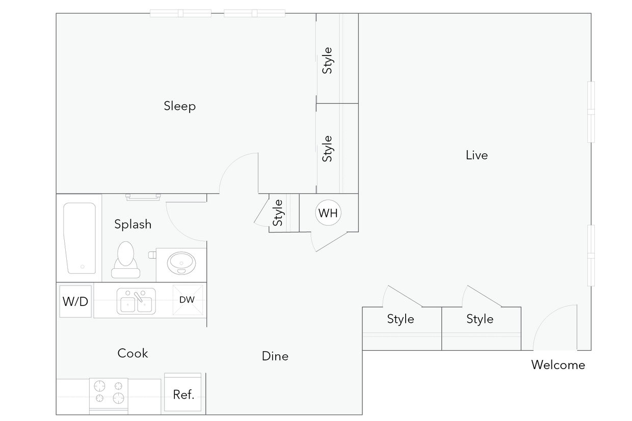 Amherst | 1-Bedroom Floorplan - Amherst