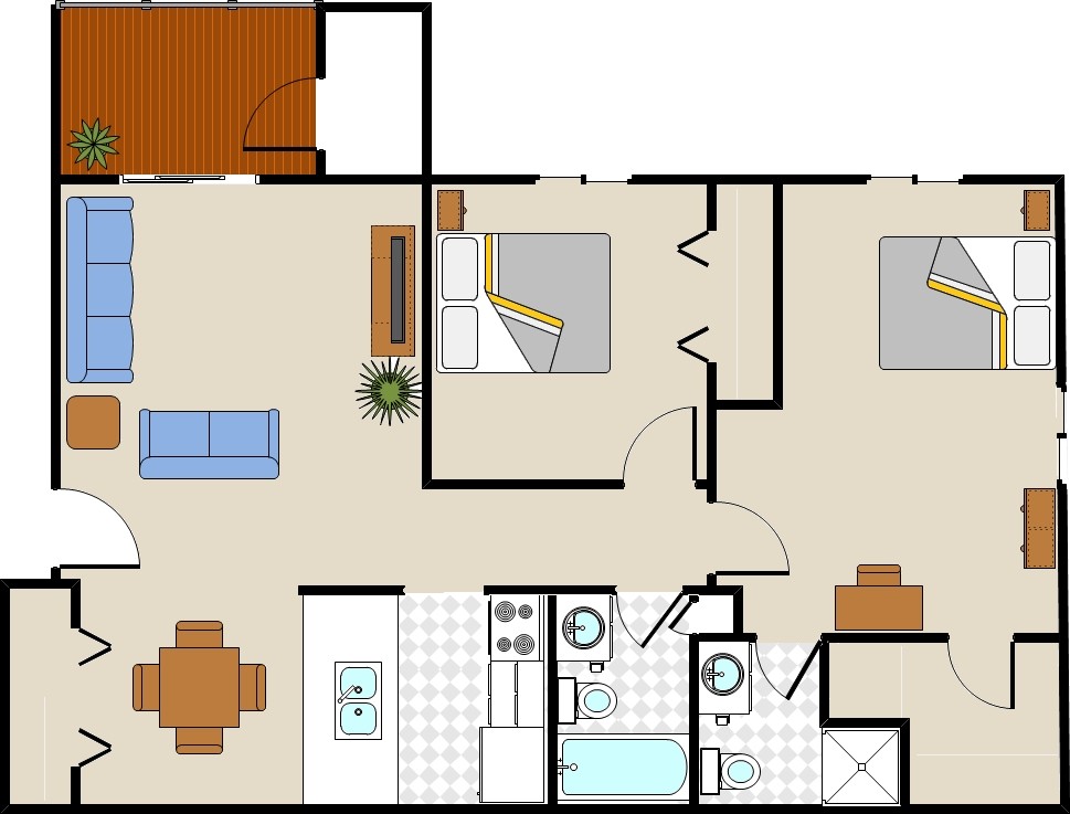 Floor Plan - Two Bedroom Two Bathroom