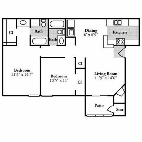 2BR/2BA - 2 Bedroom 2 Bath