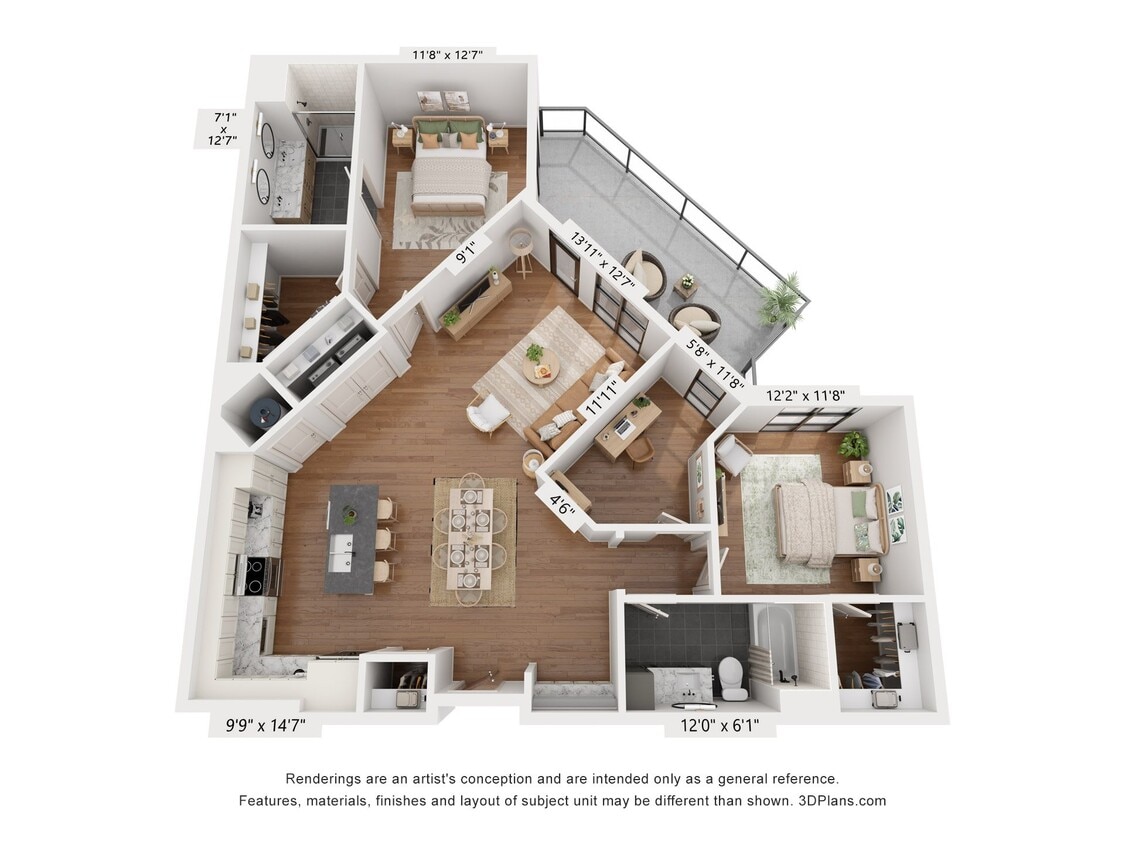 Floor Plan - B3 - 2 Bedroom with an Office