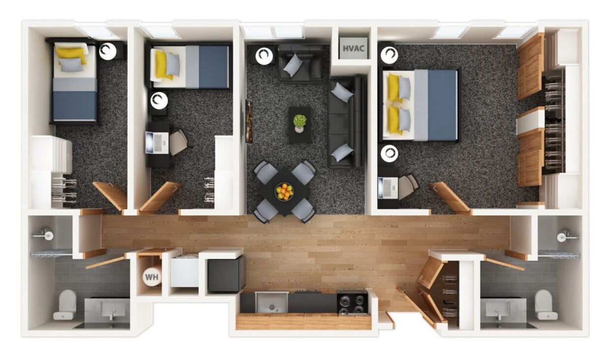 Floor Plan - Luxury 3br/2ba with River Views & Restaurants