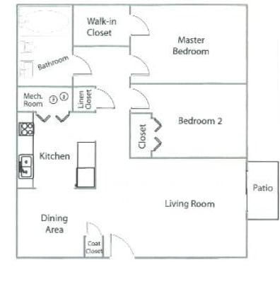 2BR/1BA -  2 Bedroom