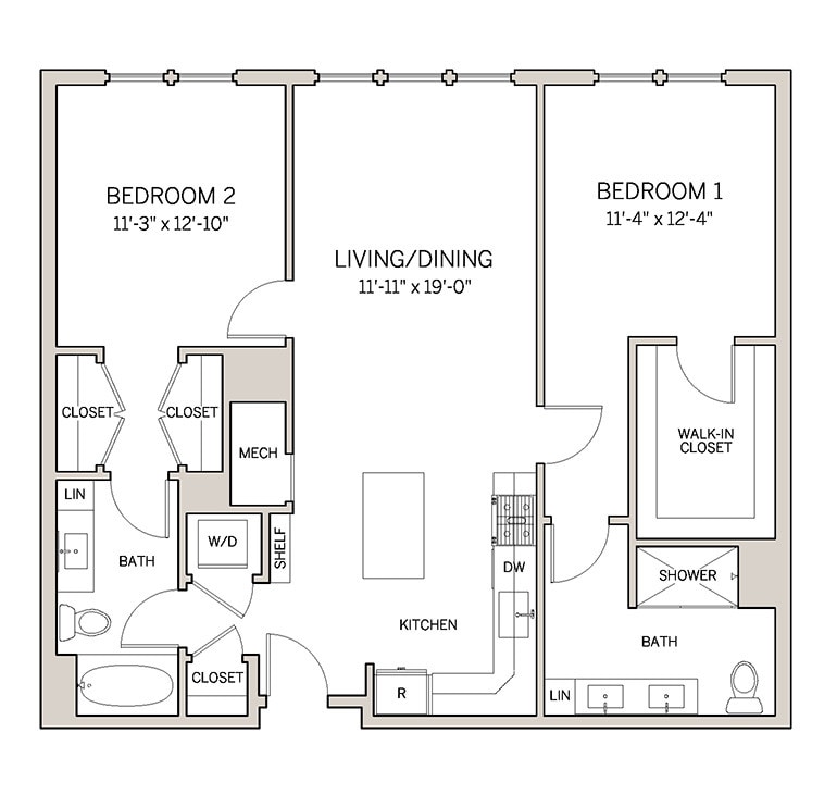 Floor Plan - Two Bed Two Bath B7
