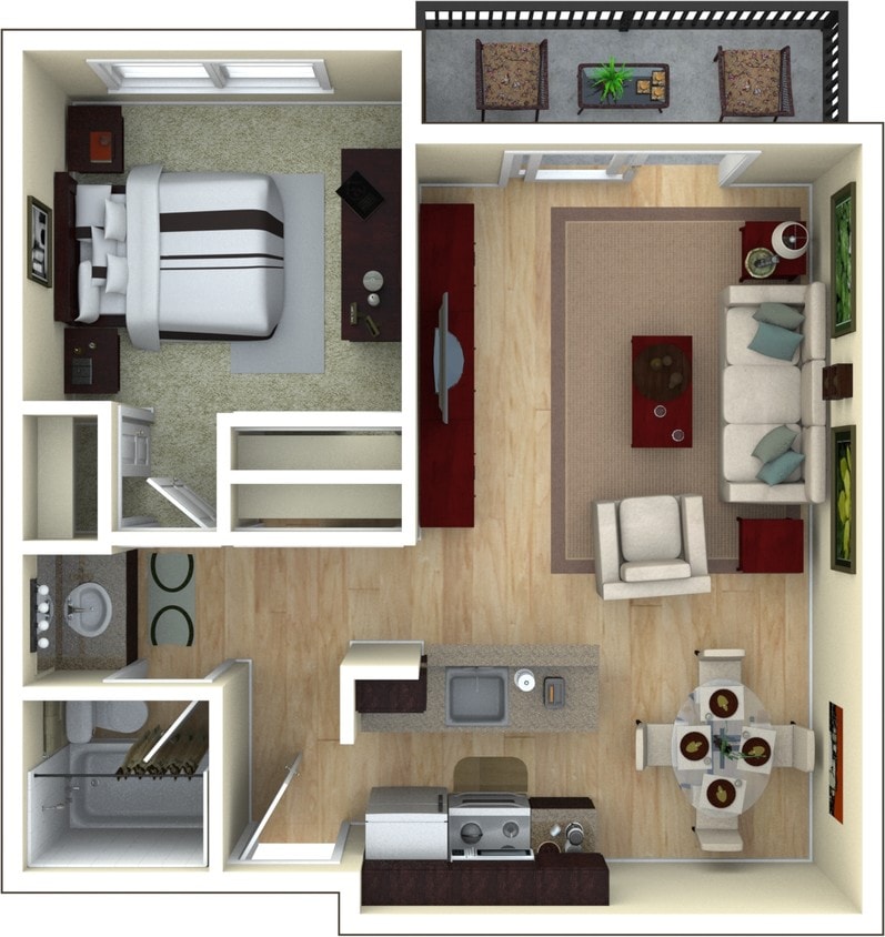Floor Plan - 1 Bed 1 Bath Small