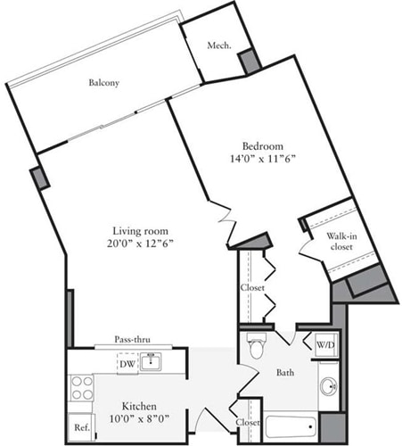 Floor Plan - 1 Bedroom N
