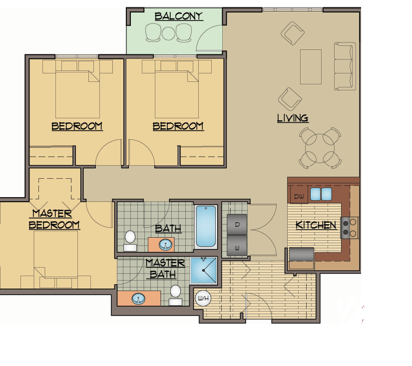 Floor Plan - 3BD, 2BTH A Rehab