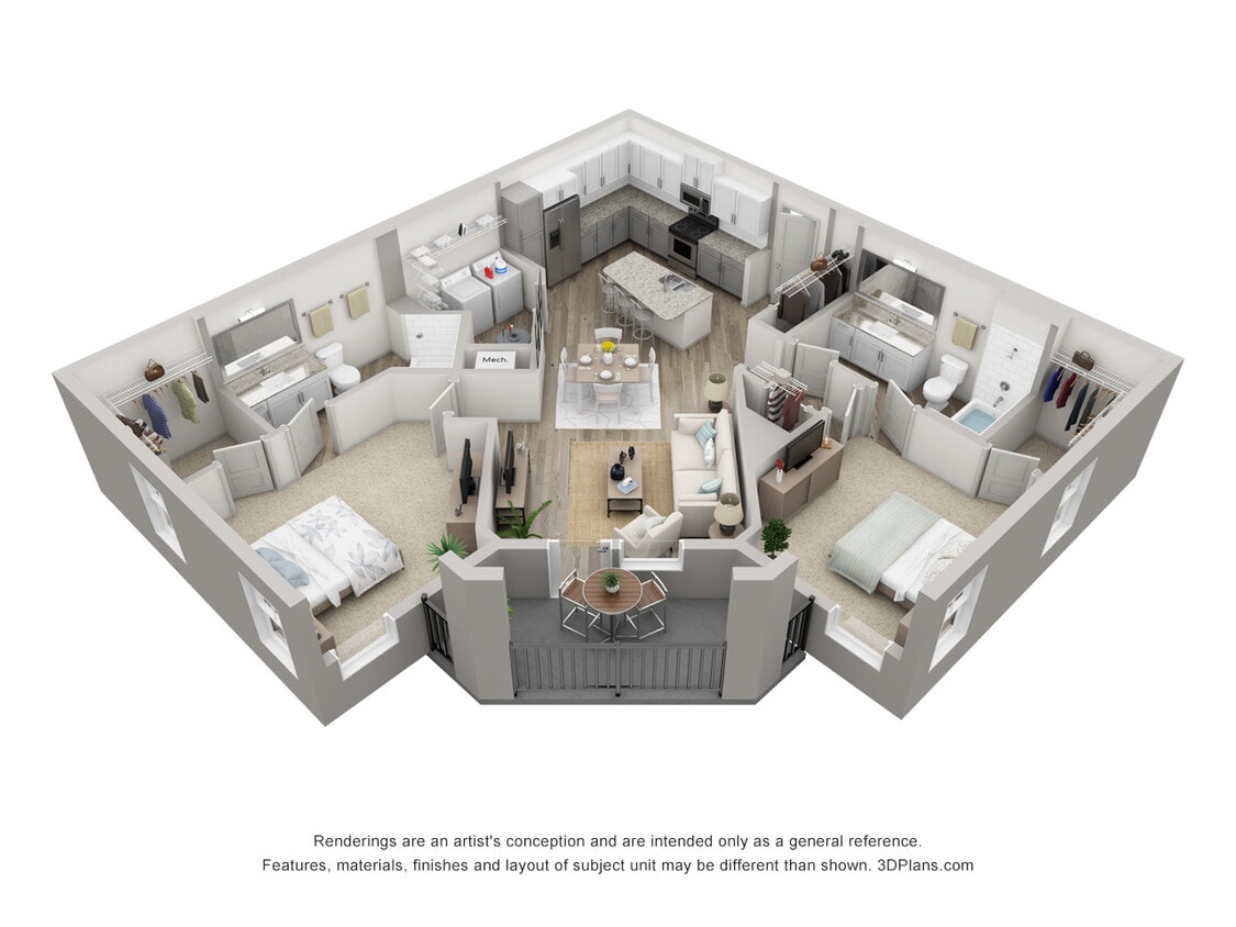 Floor Plan - Torcello 2 BD, 2BA
