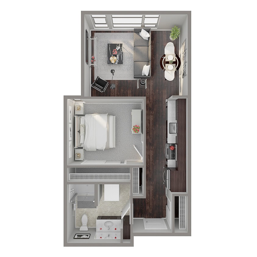 Floor Plan - 1 Bed, 1 Bath - A