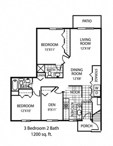 Floor Plan - 3 Beds | 2 Baths Lower