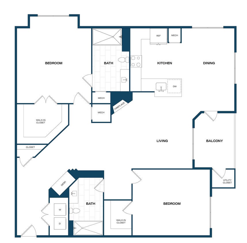 Floor Plan - 2 Bed/2 Bath-B3