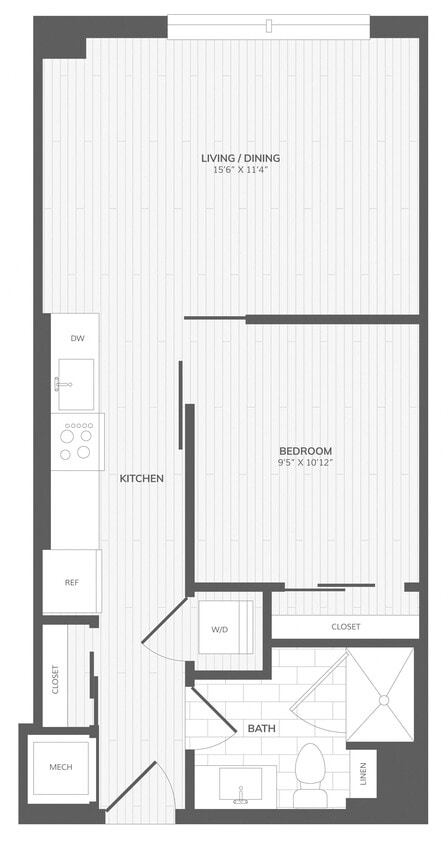 Floor Plan - 1 Bed/1 Bath-Jr A West Medley