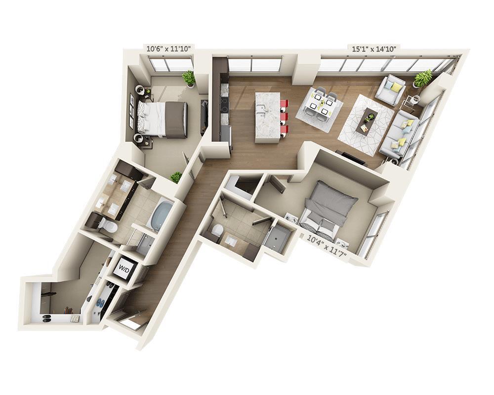 Floor Plan - Two Bedroom B2E