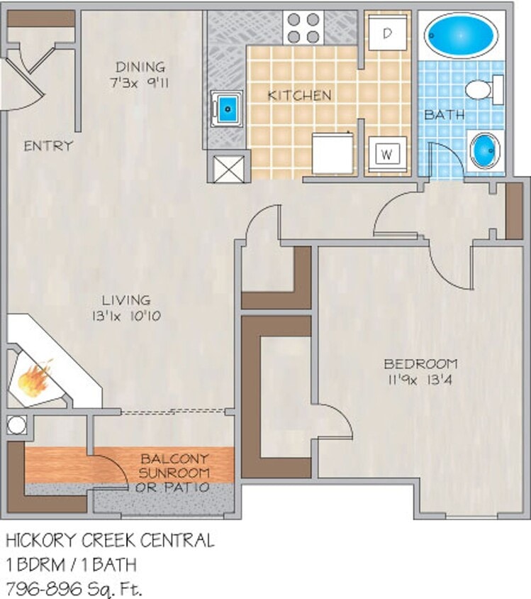 Floor Plan - 1x1B