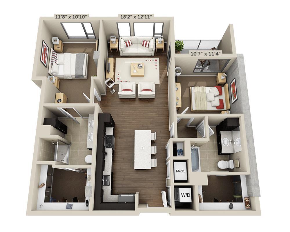 Floor Plan - Two Bedroom B2M