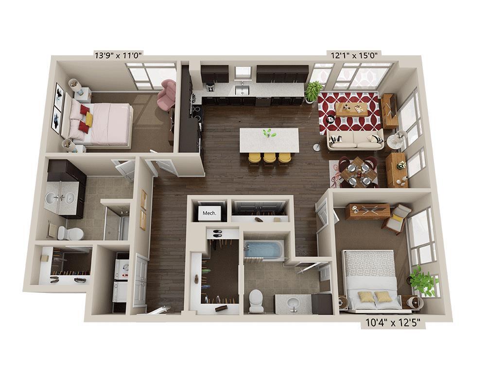 Floor Plan - Two Bedroom B2Q