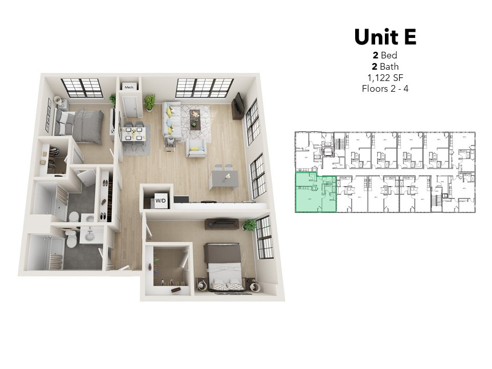 Floor Plan - Furnished 2B/2B