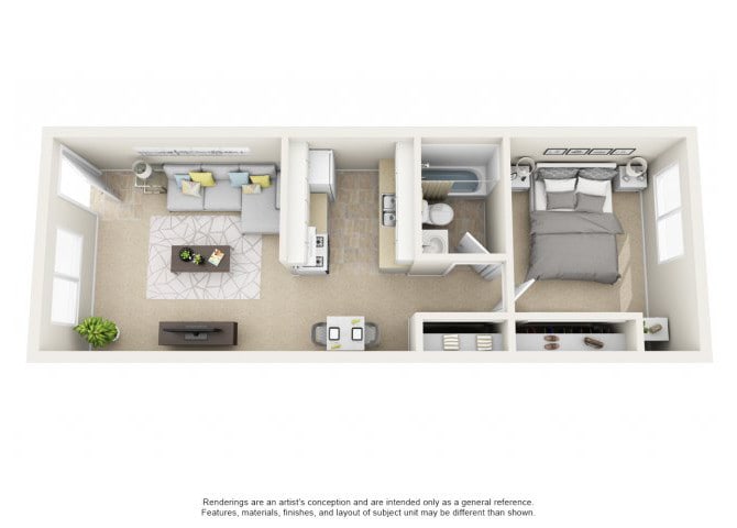 Floor Plan - 1 Bed 1 Bath