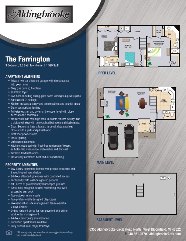 Floor Plan - Farrington - includes a 2 car attached garage