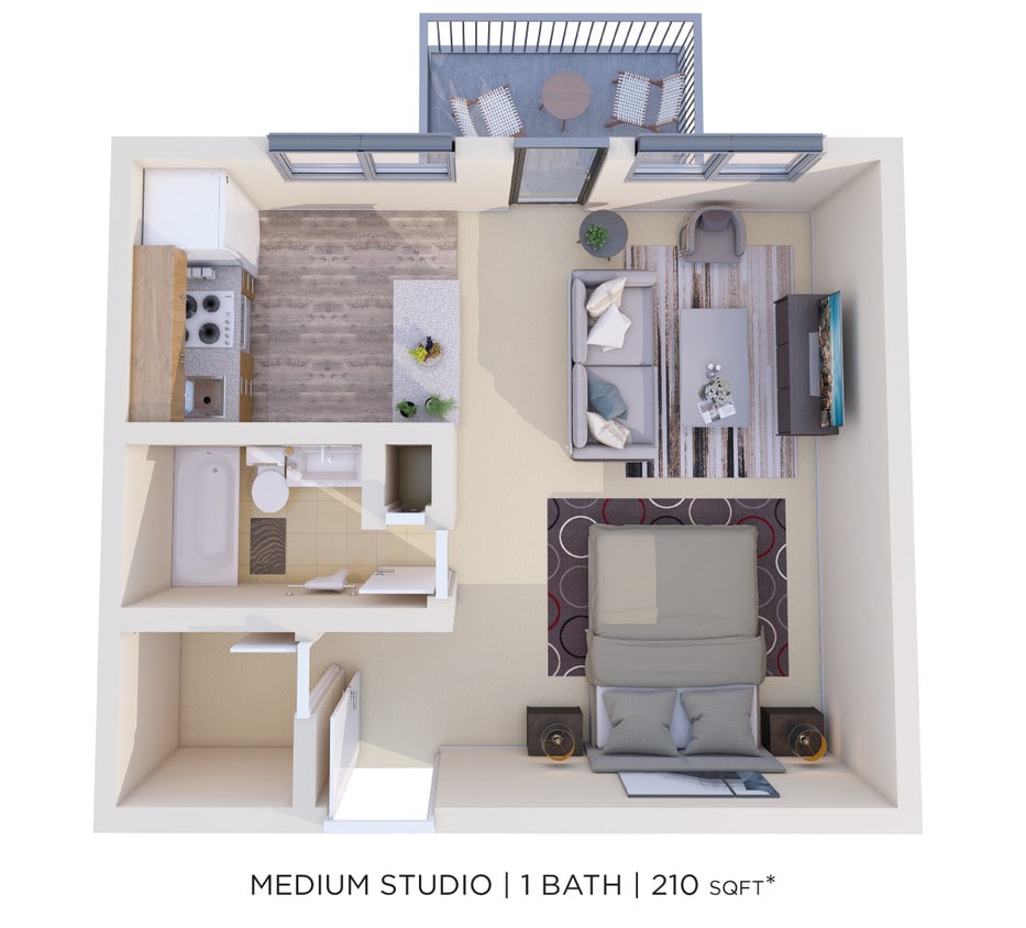Floor Plan - Studio - 210 sqft