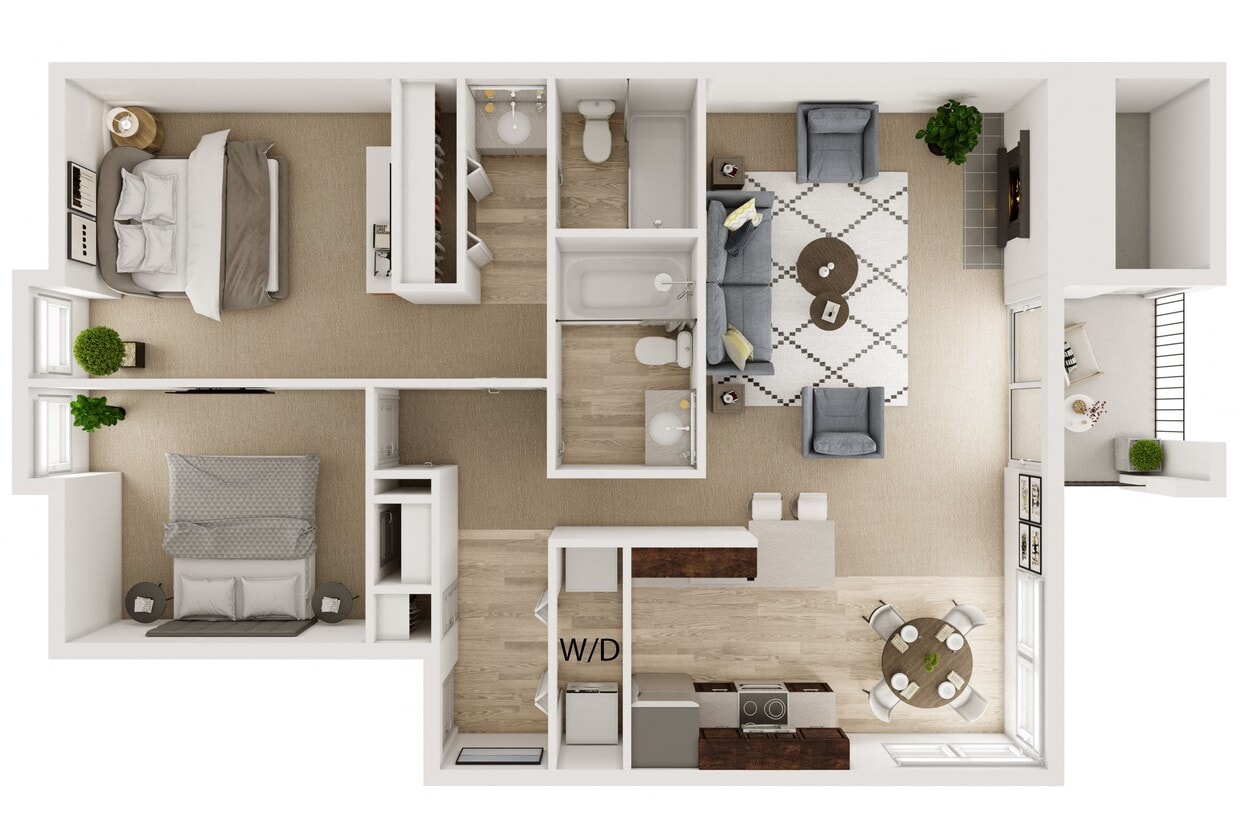 Floor Plan - 2 bed 2 bath