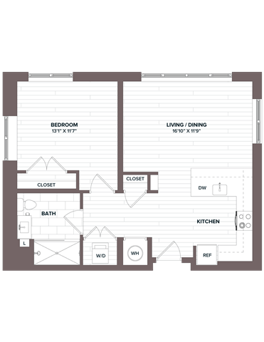 Floor Plan - 1 Bed/1 Bath - A9 Bldg F