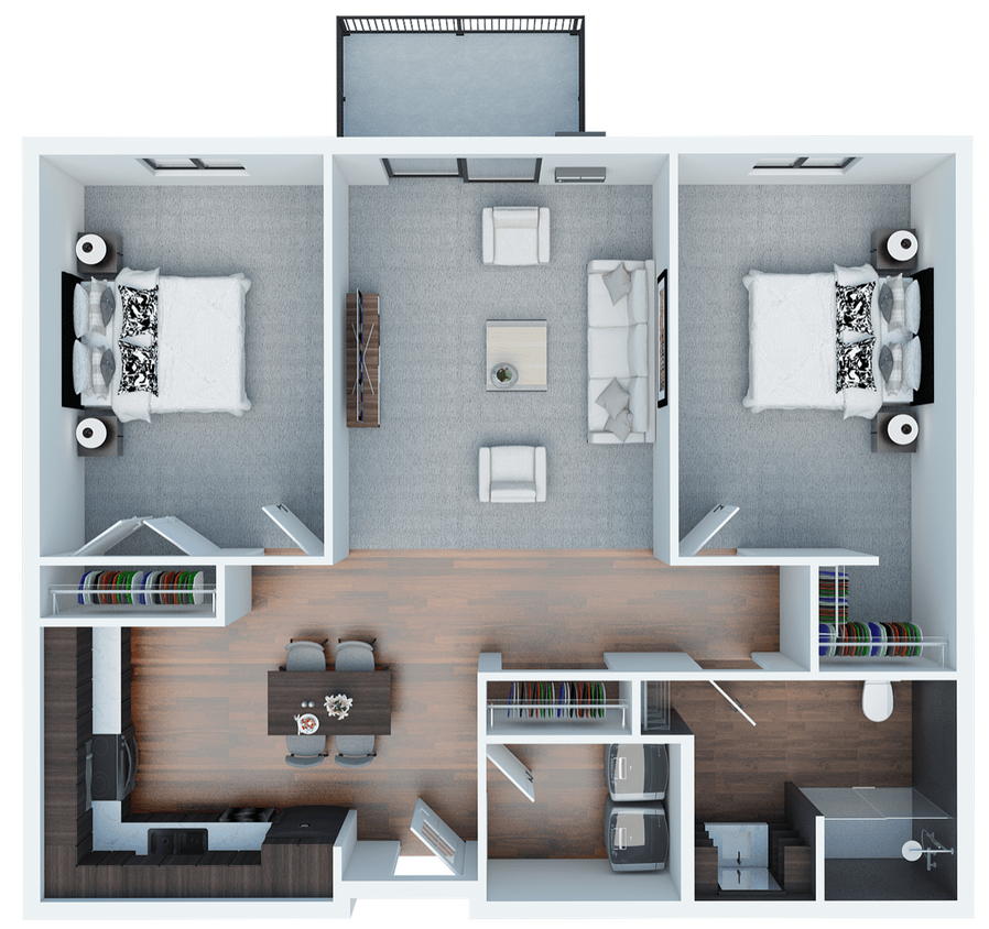 2 Bedroom 1 Bathroom Floorplan - 2 Bed 1 Bath Apartment