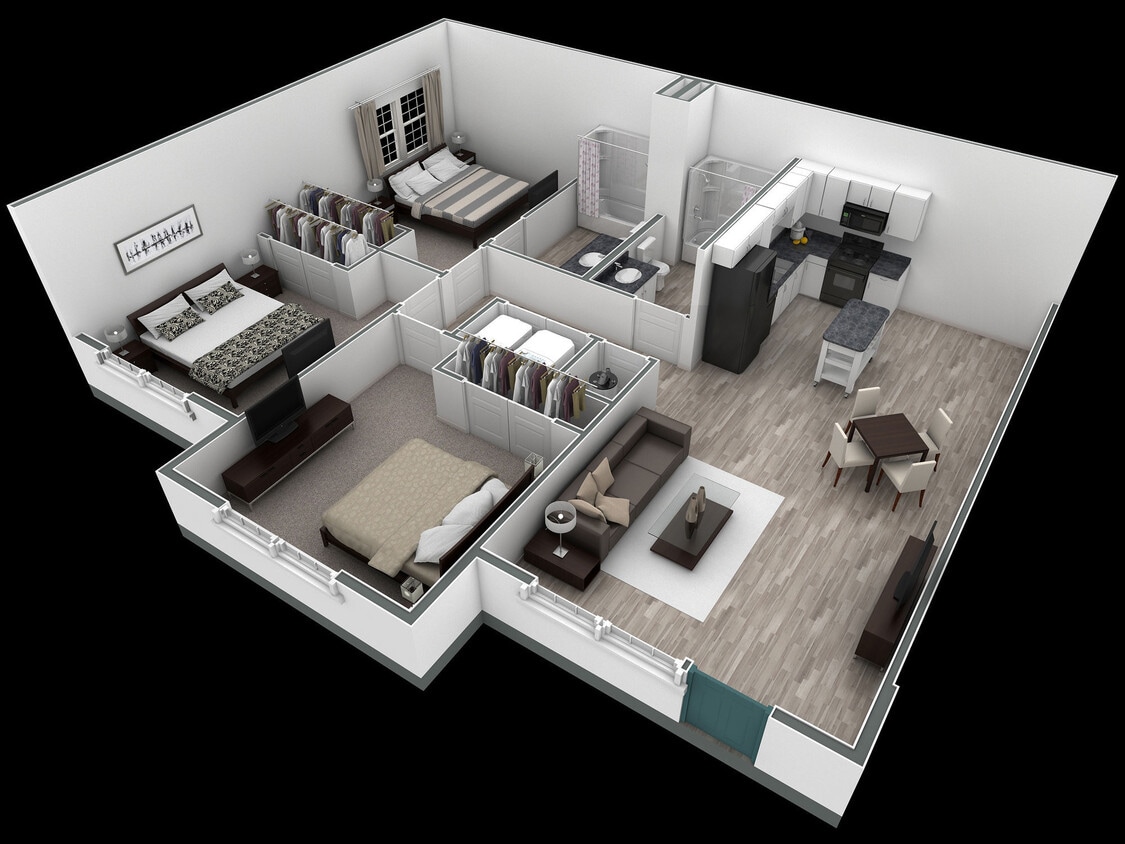 Floor Plan - 3-2 BR Retreat Courtyard