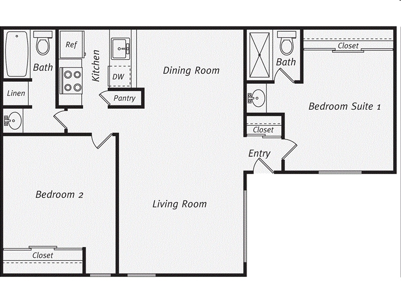 2BR/2BA - Two Bedroom