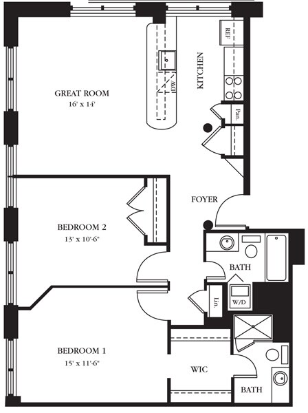 AC-AG_2Bed_2Bath_1100 Sq Ft - AC-AG Two Bedroom, Two Bathroom